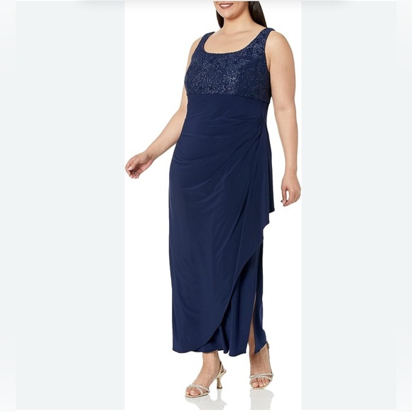 ALEX EVENINGS
Plus Size Empire Waist Lace Dress with Open Jacket - Picture 1 of 8